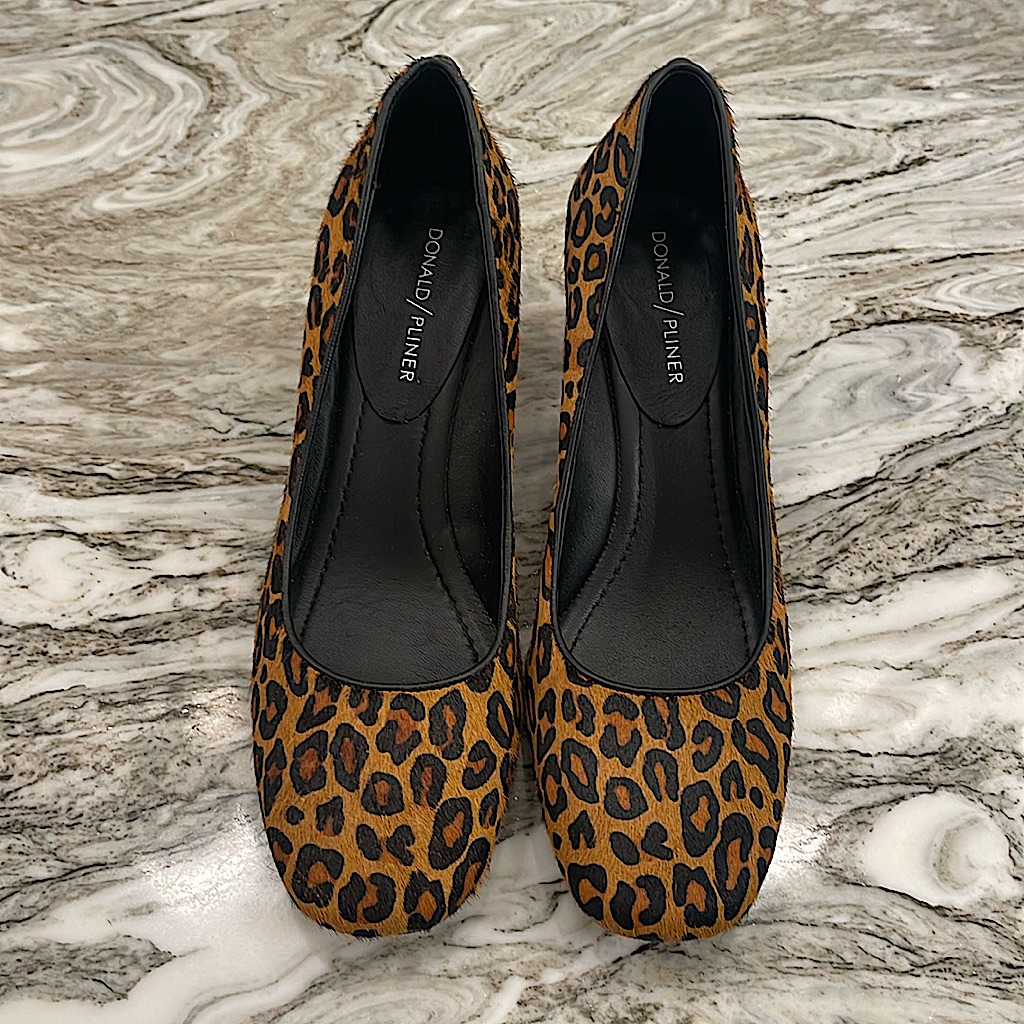 Donald Pliner Corin Pumps/Animal Print/ Metallic Accent On Heel